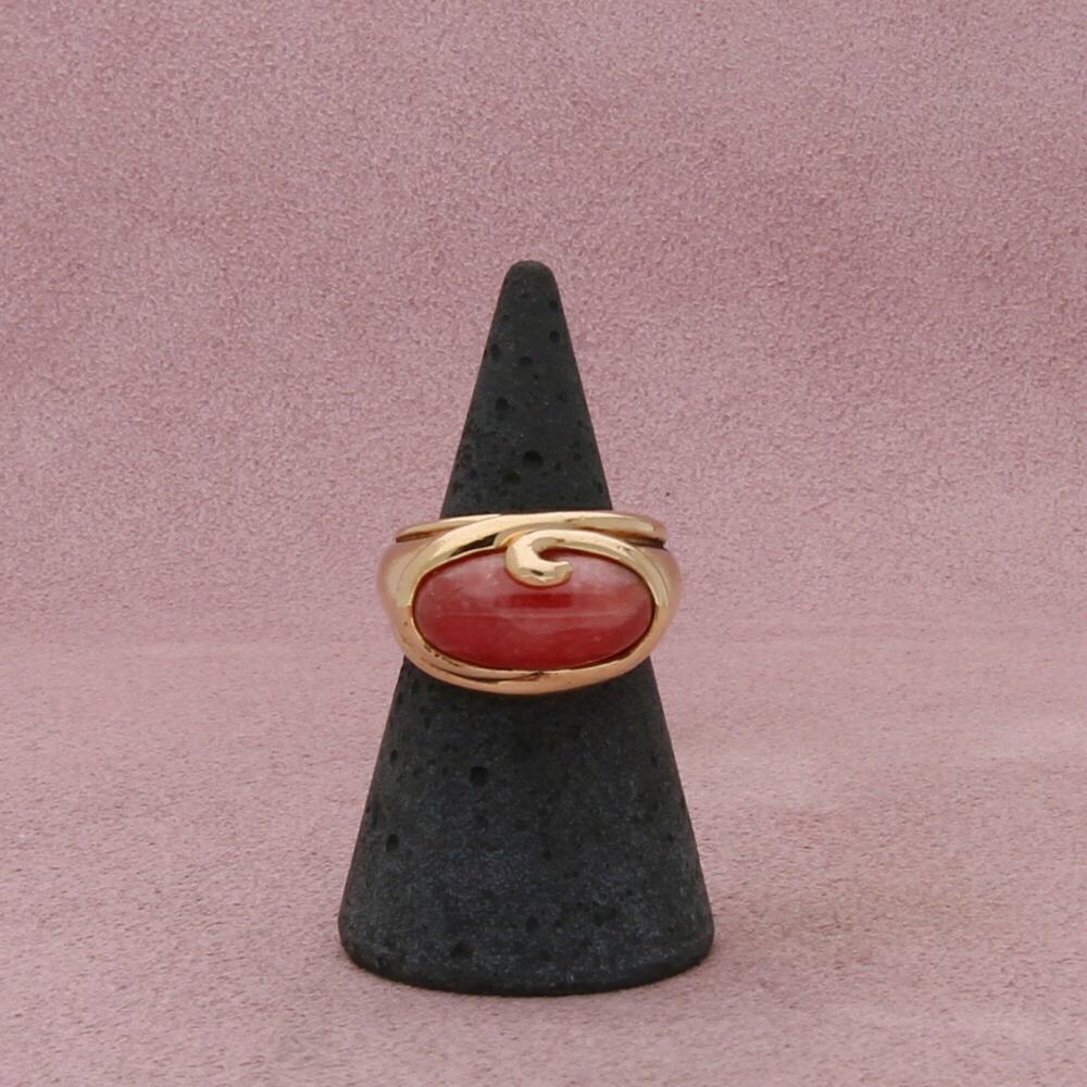 sterling silver gold plate rhodochrosite ring size 5.75